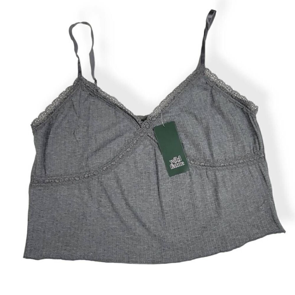Wild Fable Gray Lace Cropped Cami Small